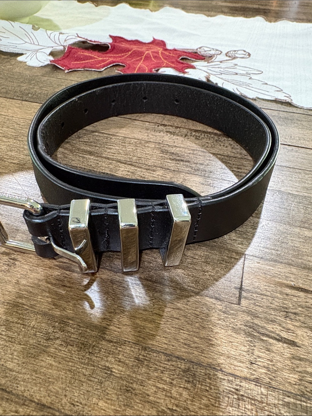 Rebecca Minkoff Black Leather Belt with Silver Hardware